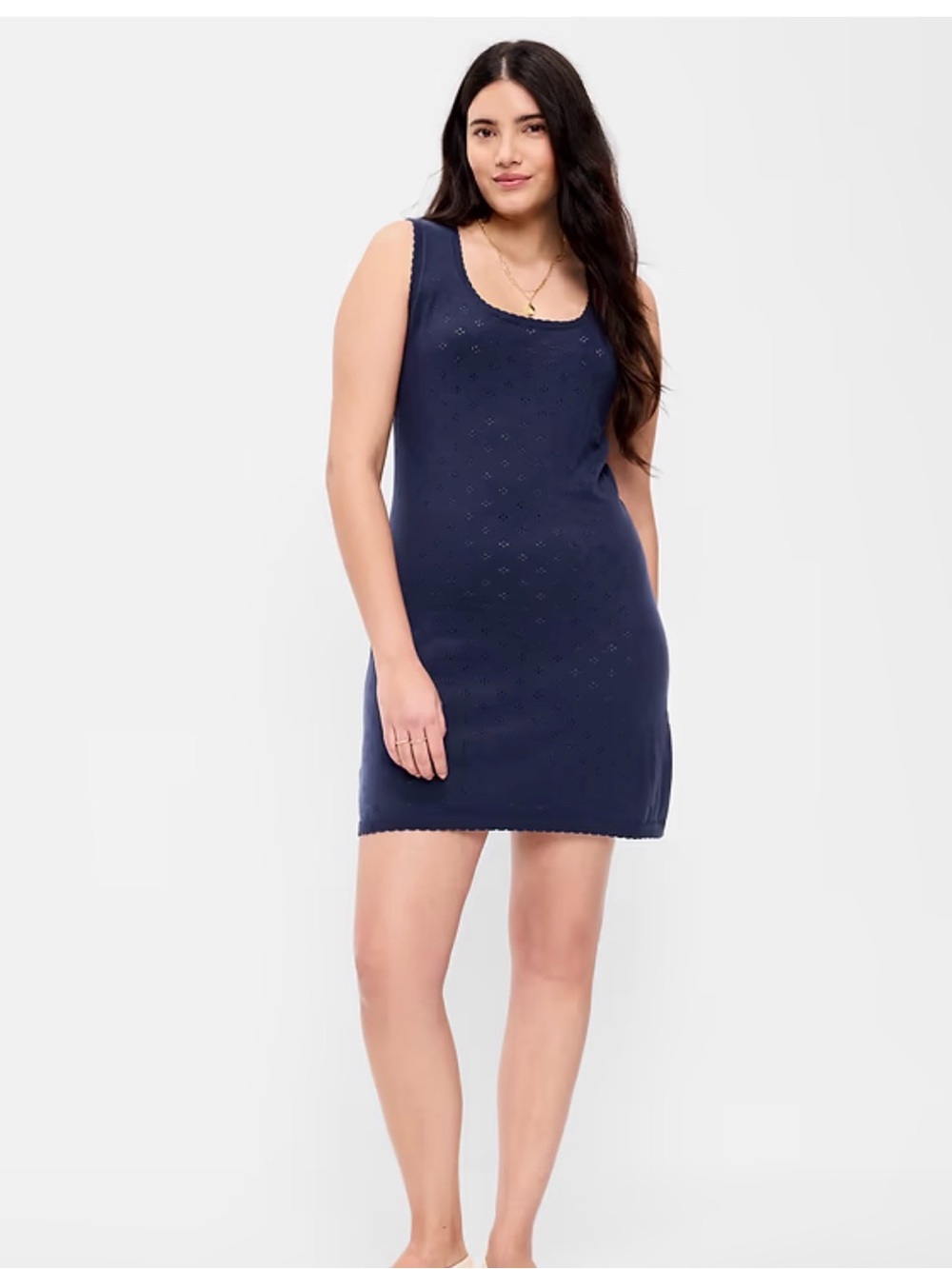 Flattering Navy SoSoft Lite Pointelle Sweater Dress